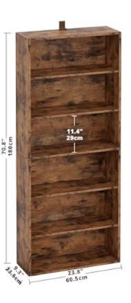 Industrial Bookshelves and Bookcases Floor Standing 6 Shelf Display Storage Shelves 70 in Tall Bookcase Home Decor Furniture