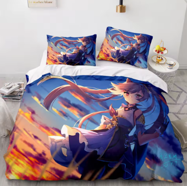 Genshin Impact Bedding Set Game 3d Print Bed Linen Quilt Soft Duvet Cover Sets Home Textile Queen King Size Girl Kids Room Decor