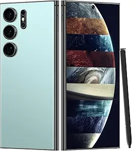 Unlocked Cell Phones S24 Ultra Smartphone Android 13 Unlocked Phones 8+256GB 6.8" HD Screen Dual SIM 108MP+48MP Camera 6800 mAh and Built-in Pen(Light Cyan)