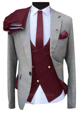 2024 Men 3 Pieces Suits For Men Custom Made Groom Groomsmen Tuxedos Wedding Men Suit Terno Masculino(Jacket+Pant+Vest)
