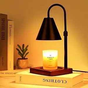 Modern Candle Warmer Lamp with Timer, Dimmable Candle Lamp Warmer, Valentines Day Gifts for Her, Vday Birthday Gifts for Women Mom, Adjustable Mens Candle Lamp, Cozy Living Room Bedroom Decor, Black