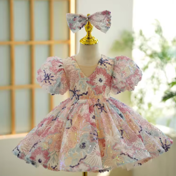 Child Girl Wedding Dress Formal Dresses on Offer Liquidation Girl Children's Party Dress Kid's Festa Junina Dresses Elegant