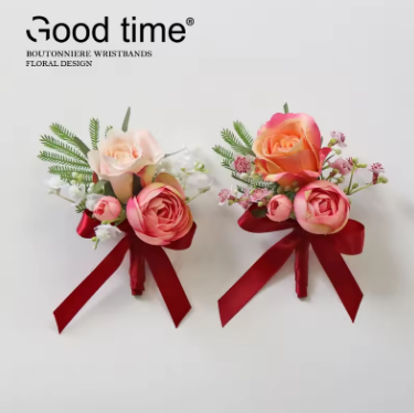 Wedding planner corsage Boutonniere homme marriage Bridal Wrist Bridesmaid Groomsmen Party Meeting Personal Decorations PEONY