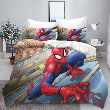 Spider-Man Bedding Set 100% polyester 3-Piece 1 Quilt Cover Set 3D Children'S Anime Home Decor Cotton Covers