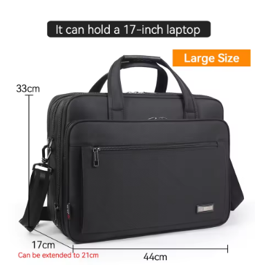 Large-capacity business briefcase 15.6 inch 17 19 inches laptop bag men's waterproof canvas document bag work office bag offical
