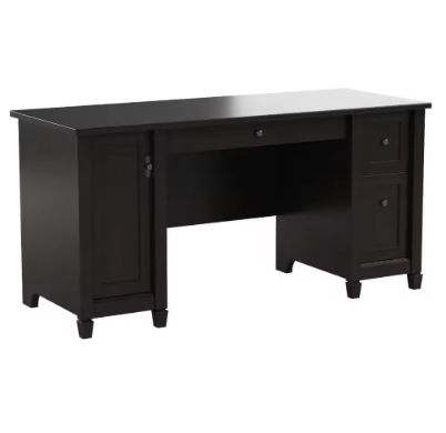 Sauder Edge Water Computer Desk, L: 59.06" x W: 23.23" x H: 29.02", Estate Black finish
