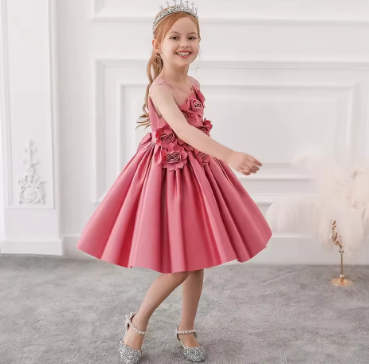 2023 Flower Girl Dress Elegant Princess Kids Girls Costume Wedding Party Ball Gown Children Clothing 2 3 6 8 10 Year